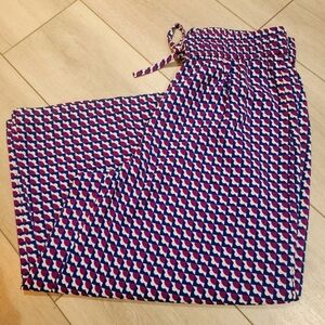 Babaton Women's Cropped Graphic Wide Leg Palazzo Pants Small Purple Blue Summer